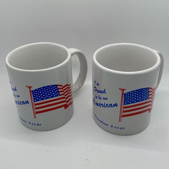 4th of July Vintage 9-11 Cups Set of Two Patriotic I'm Proud to Be An American M - Picture 3 of 9